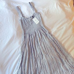 Blue and White Pinstripe Zara Maxi Dress